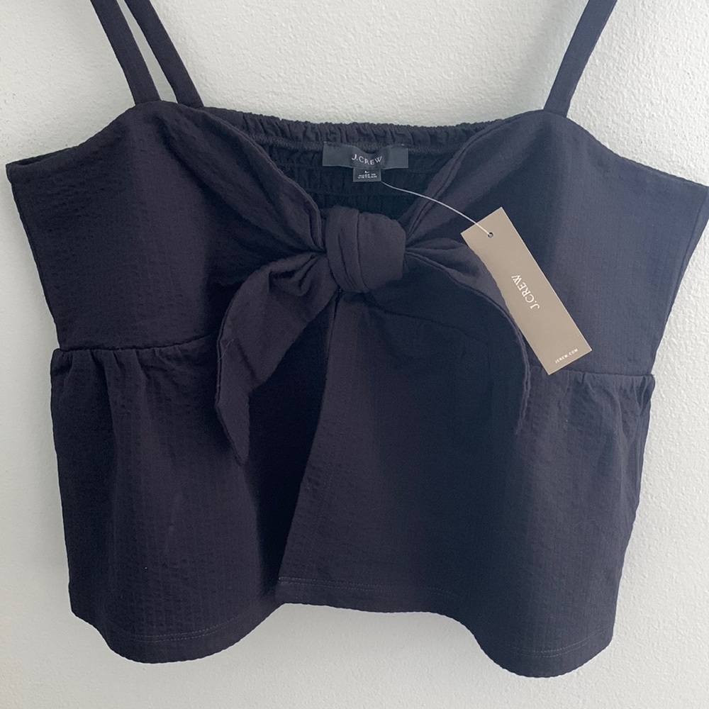 NWT J Crew Seersucker tie-front top - Picture 3 of 8